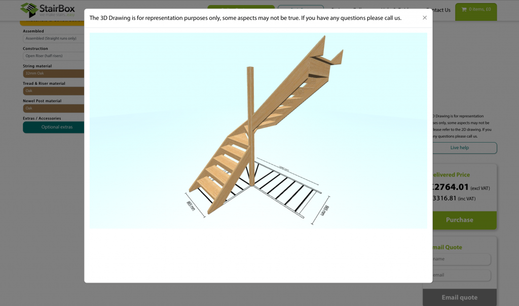 使用StairBuilder在线工具创建的楼梯3D模型截图